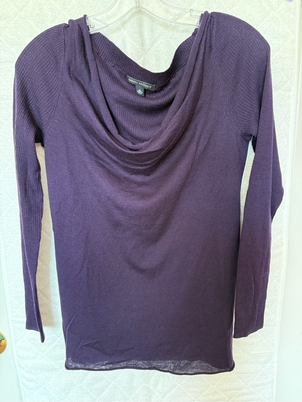Banana Republic Wool Blend Cowl Neck Top Purple M Like New